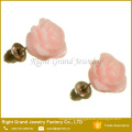 Fashionable Design 3D Resin Rose Flower Stainless Steel Ear Studs